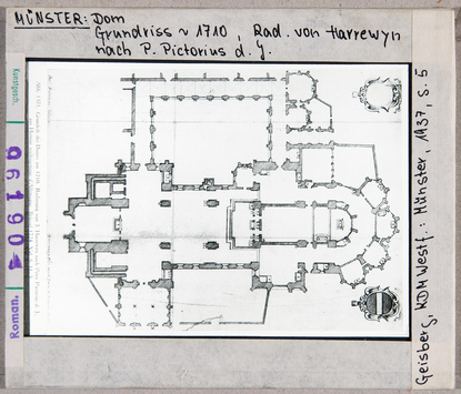 Vorschaubild Münster: Dom, Grundriss um 1710, Radierung von Harrewyn nach Pistorius 